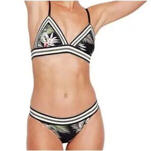 Seafolly Women's Ocean Alley Brazilian Ribbed Bikini Bottoms Size 4 Blac…